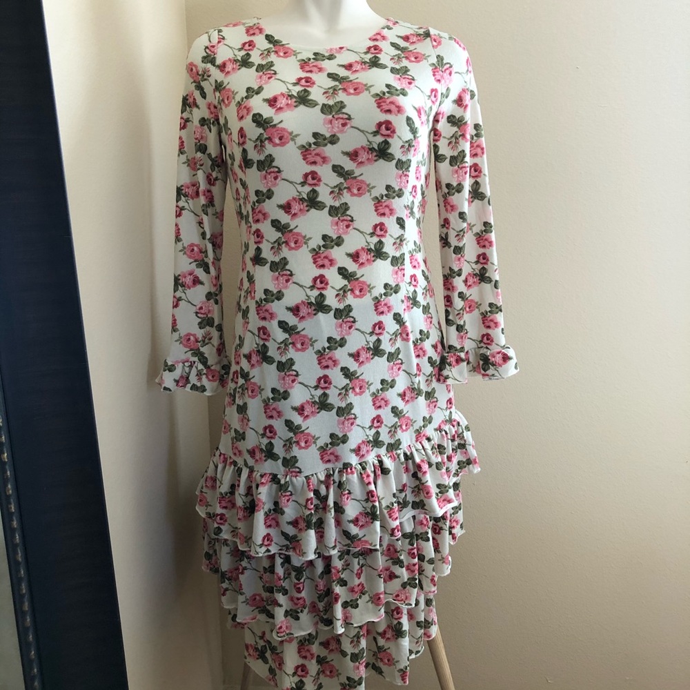 Nwt dainty jewells modest floral ruffle knit dress